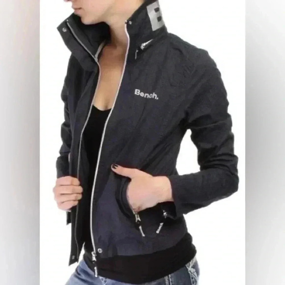 Bench Windbreaker  Barbecue Jacket Cropped Lightweight Fuschia Pink Black Medium - Picture 15 of 15